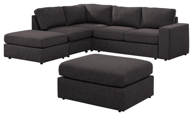 Marta Modular Sectional Sofa With Ottoman In Dark Gray Pertaining To Element Left Side Chaise Sectional Sofas In Dark Gray Linen And Walnut Legs (Photo 15 of 15)