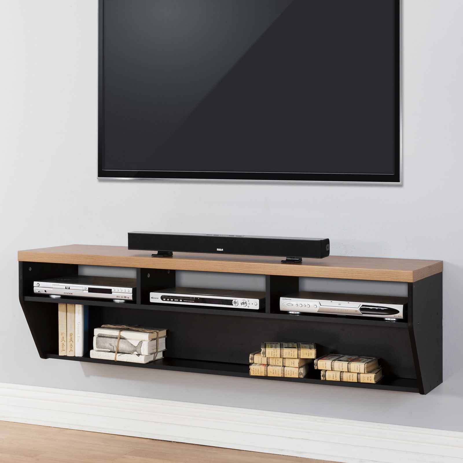 Martin Furniture Angled Sides Wall Mounted Tv Shelf – Tv Regarding Shelves For Tvs On The Wall (View 2 of 15)