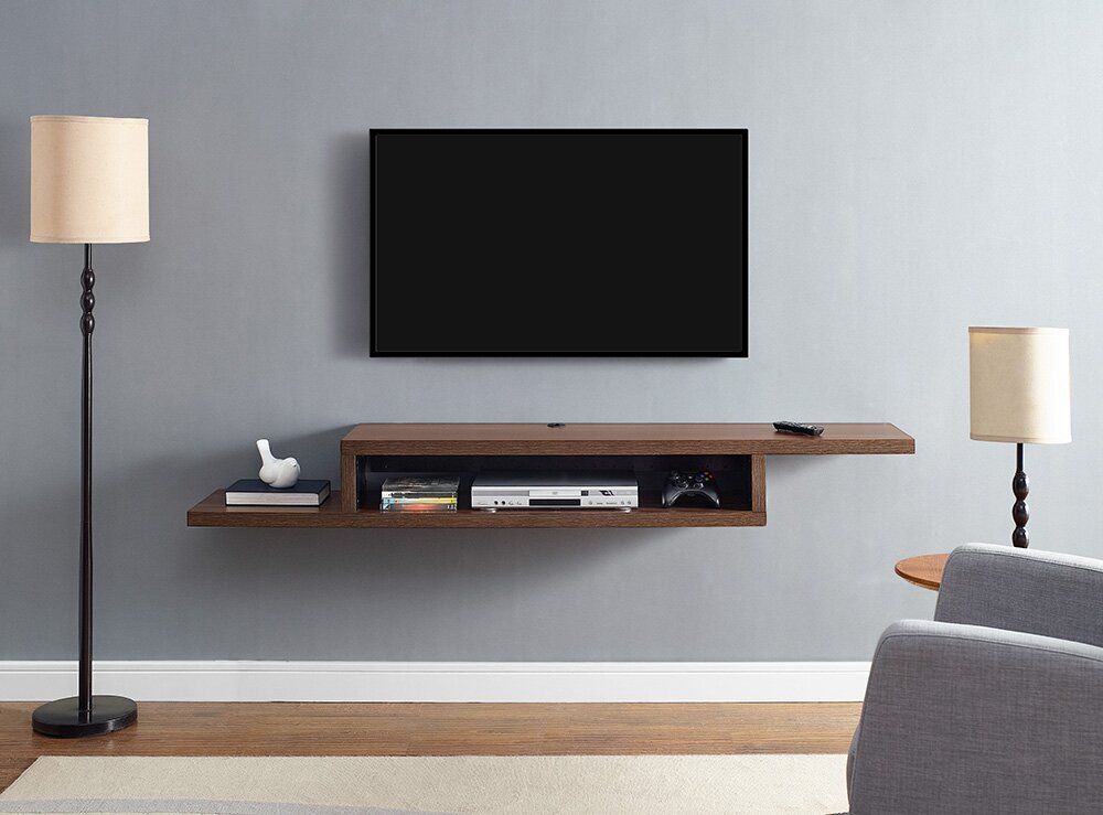 Martin Home Furnishings Ascend 72" Asymmetrical Wall With Floating Tv Shelf Wall Mounted Storage Shelf Modern Tv Stands (View 3 of 15)