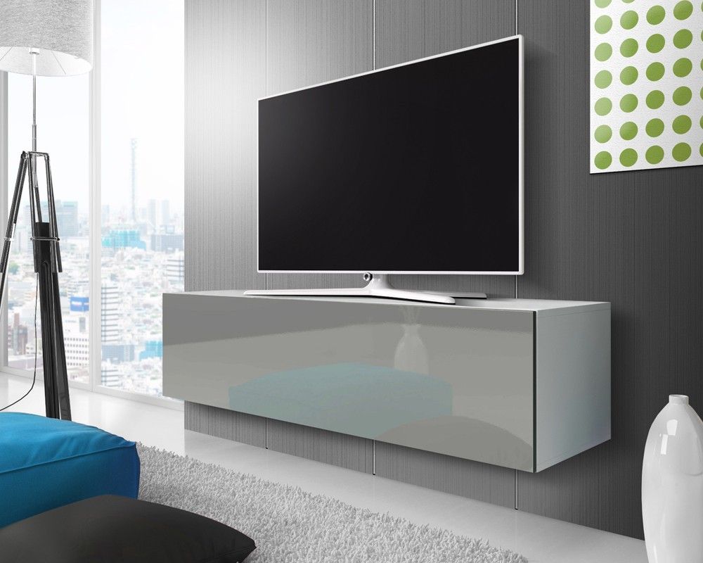 Mason White/ Grey Gloss Floating Tv Stand 100, 140 Or 160cm In Red Gloss Tv Unit (Photo 10 of 15)