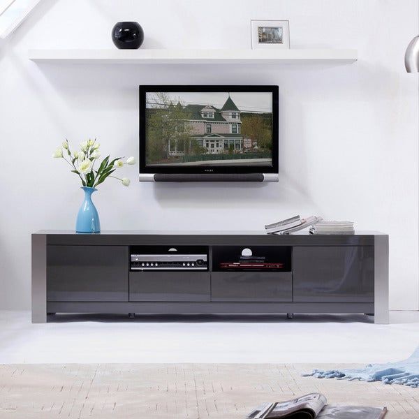 'maya' Grey High Gloss Stainless Steel Tv Stand – 14110742 Intended For Elevated Tv Stands (View 12 of 15)