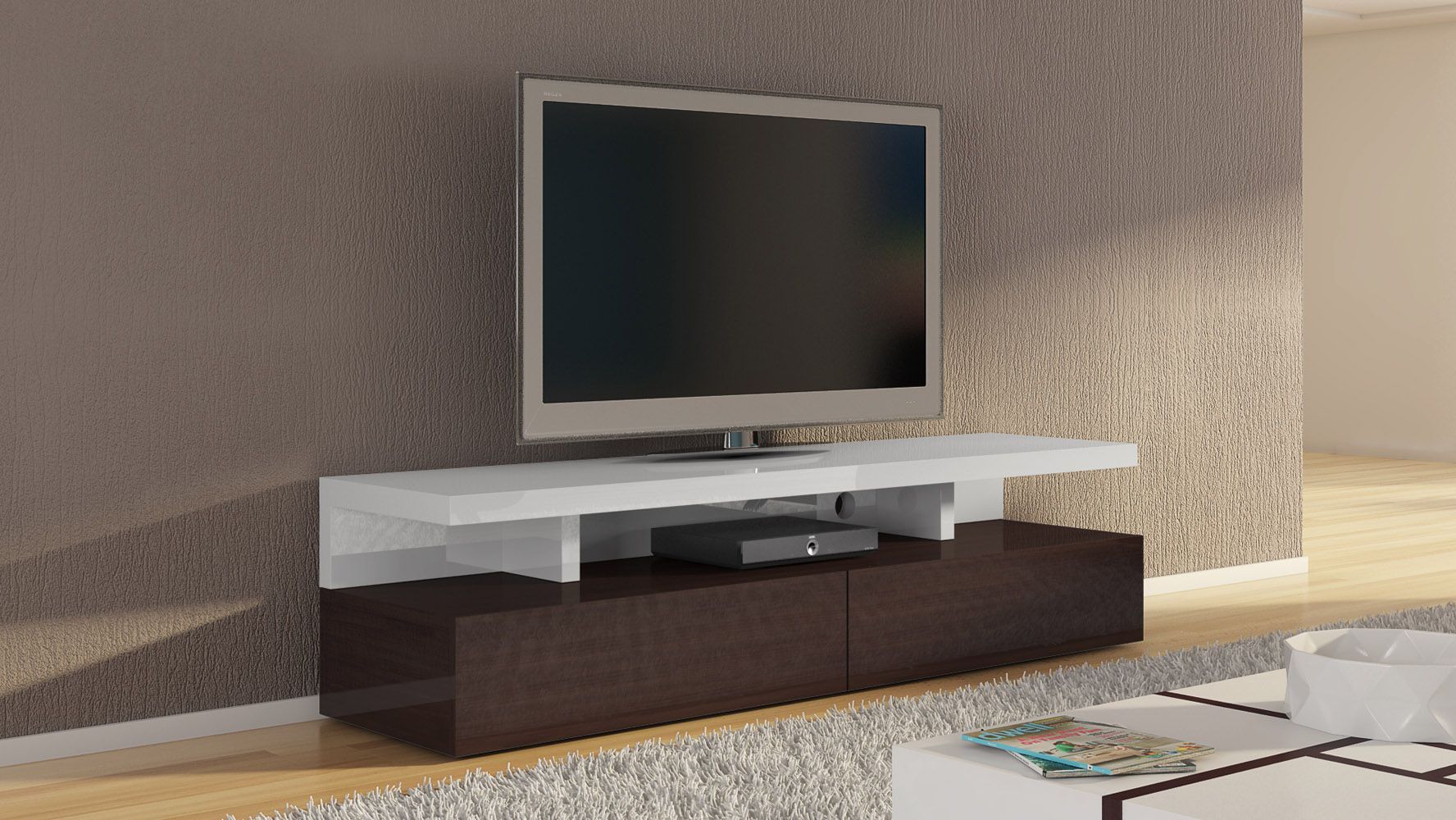 Mcintosh Tv Stand – White And Ebony | White Tv Stands, Tv Regarding Bromley White Wide Tv Stands (Photo 11 of 15)