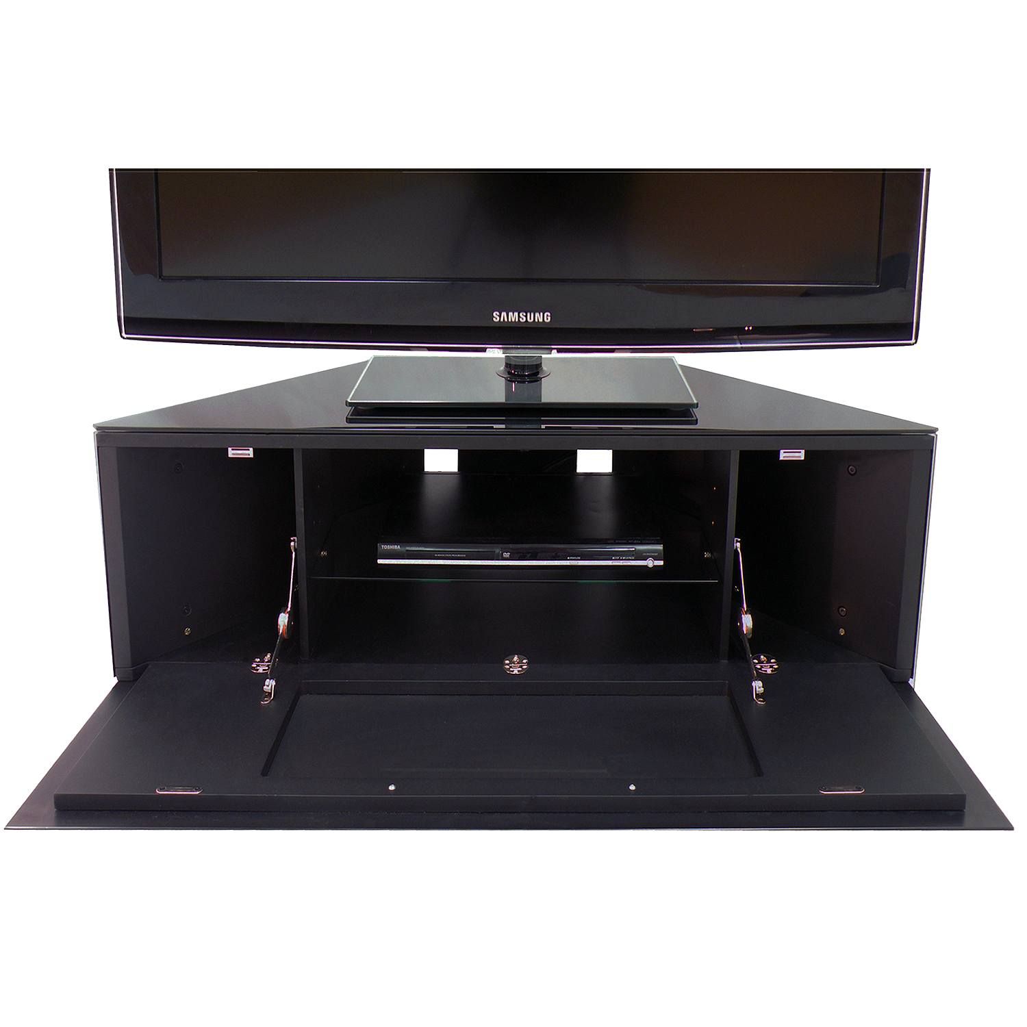 Mda Designs Antares Av High Gloss Black Tv Corner Cabinet Pertaining To Black Gloss Corner Tv Stand (View 2 of 15)