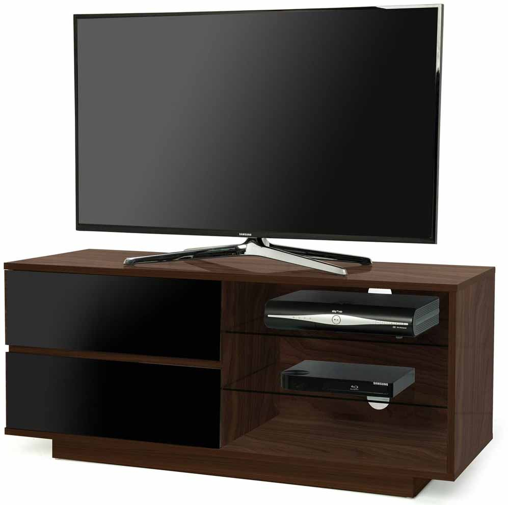 Mda Designs Gallus Walnut/black Walnut And Black Tv Regarding Dark Walnut Tv Stands (Photo 13 of 15)