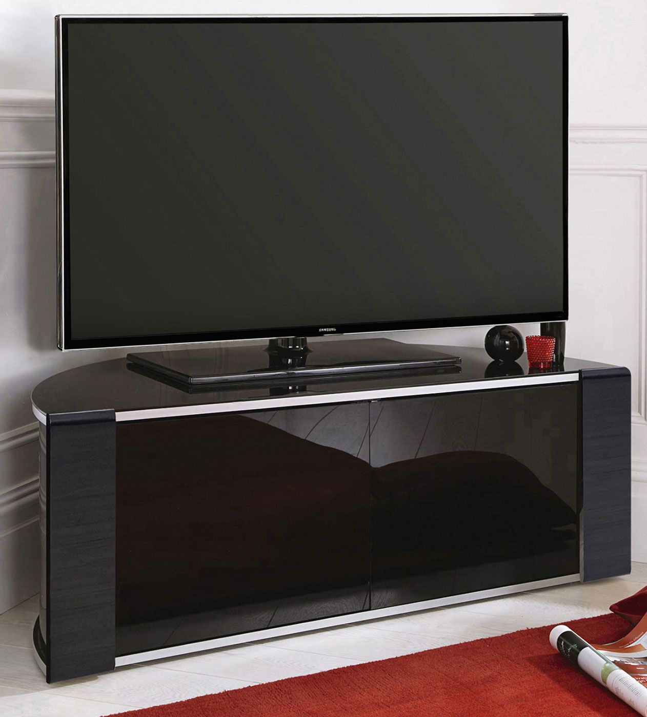 Mda Designs Sirius 850 Black Corner Glass Tv Cabinet Stand In Exhibit Corner Tv Stands (Photo 8 of 15)