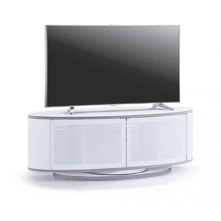 Mda Luna High Gloss White Oval Tv Cabinet Stand Intended For White Oval Tv Stands (View 3 of 15)