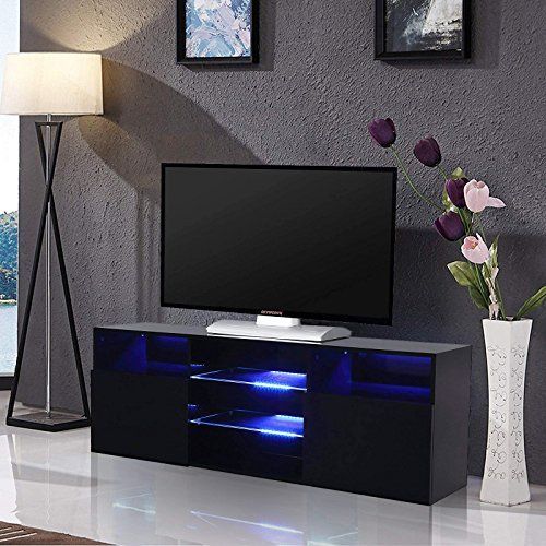 Mecor High Gloss Tv Stand With Led Lights, 58" Tv Shelves For Zimtown Tv Stands With High Gloss Led Lights (Photo 5 of 15)
