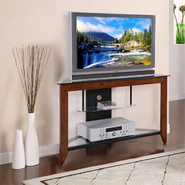 Medium Cherry And Black 42 Inch Corner Tv Stand – 13619065 In Dark Brown Corner Tv Stands (Photo 13 of 15)