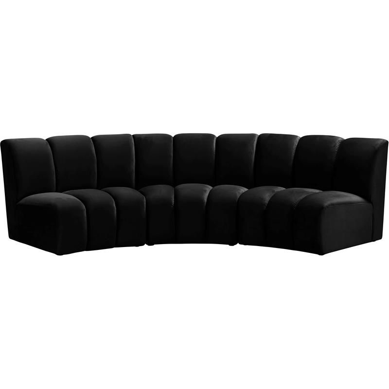 Meridian Furniture Infinity Black Velvet 3pc (View 5 of 15)