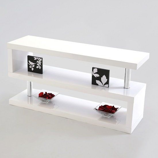 Miami Lcd Tv Stand In White High Gloss | Furniture In Fashion Inside White Gloss Tv Stands (View 14 of 15)
