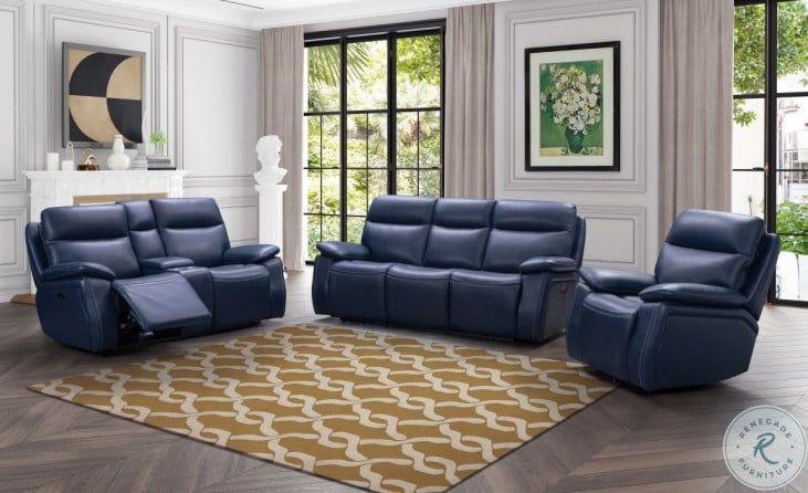 Micah Marco Navy Blue Leather Match Power Recliner With Intended For Marco Leather Power Reclining Sofas (View 8 of 15)