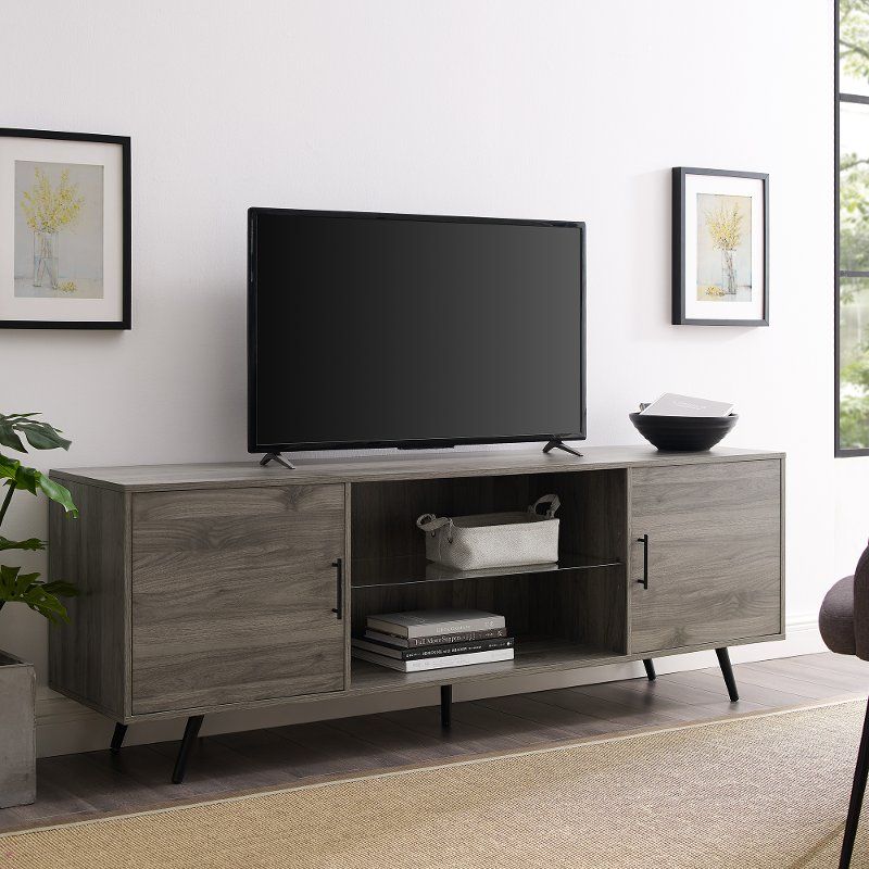 Mid Century Modern 70 Inch Tv Stand – Slate Grey | Rc Intended For Delphi Grey Tv Stands (View 9 of 15)