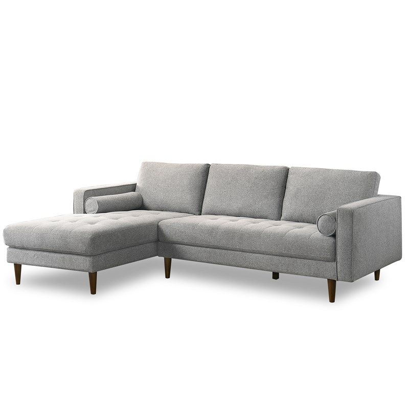 Mid Century Modern Demi Light Gray Fabric Sectional Sofa Pertaining To Florence Mid Century Modern Left Sectional Sofas (Photo 10 of 15)