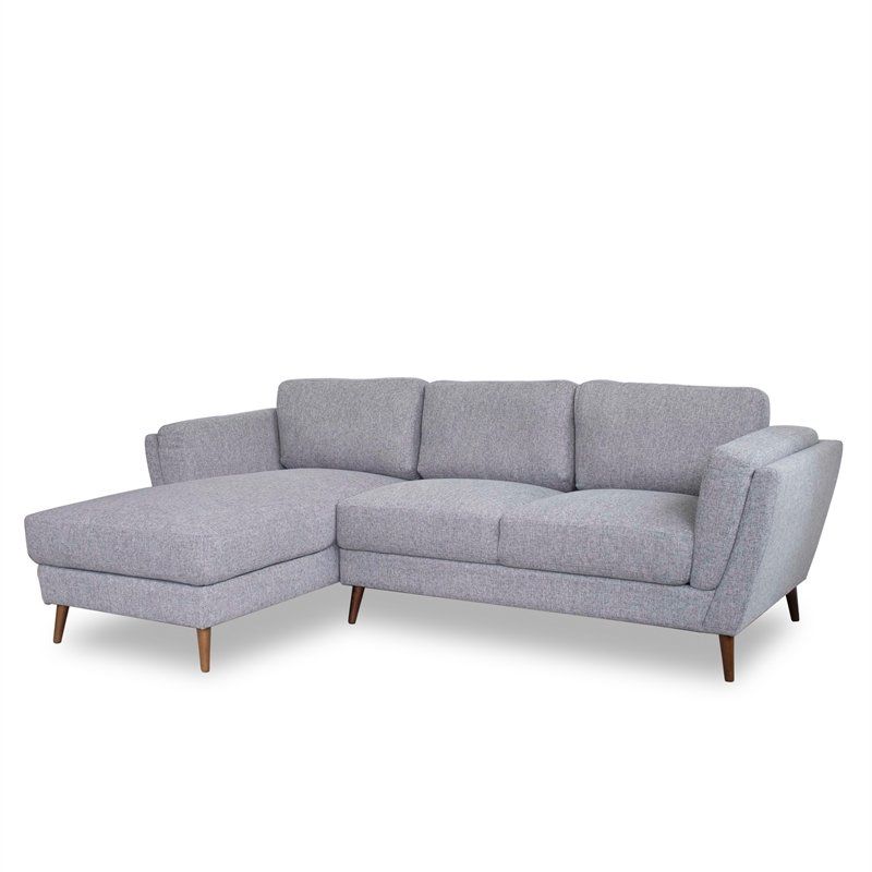 Mid Century Modern Sadie Gray Sectional Sofa (left Chaise Intended For Dulce Mid Century Chaise Sofas Light Gray (Photo 9 of 15)
