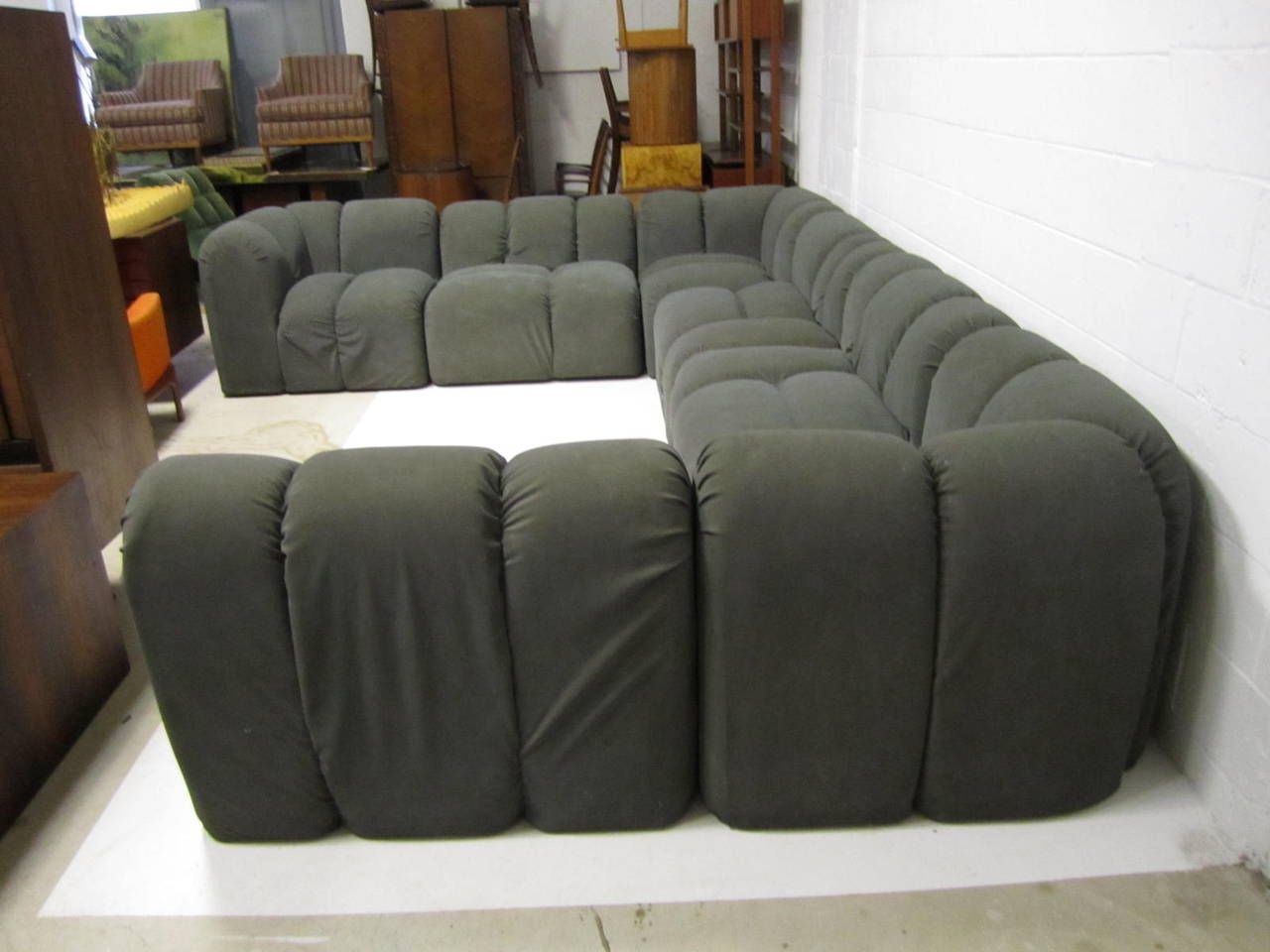 Mid Century Modern Seven Piece Signed Paul Evans Sectional With Paul Modular Sectional Sofas Blue (View 13 of 15)