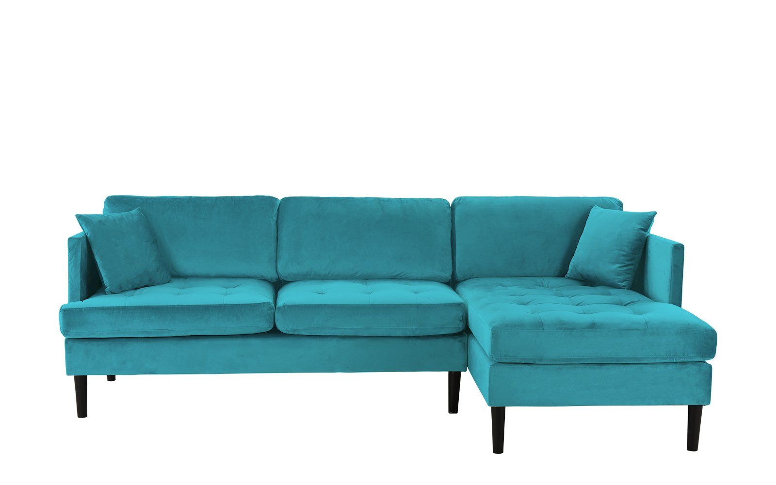 Mid Century Modern Tufted Velvet Sectional Sofa, Classic L With Regard To Dulce Mid Century Chaise Sofas Dark Blue (Photo 3 of 15)