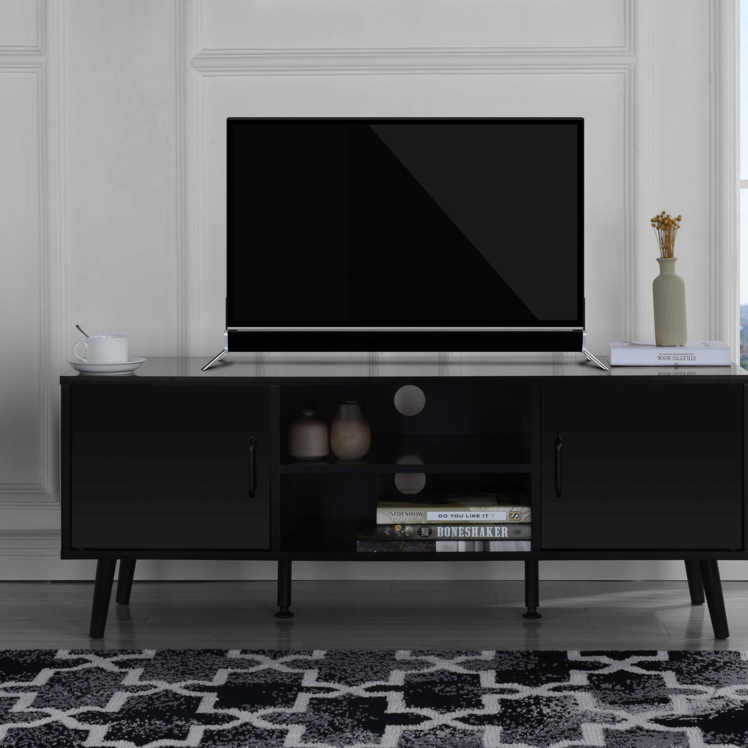 Mid Century Modern Tv Stand (black) 662187612447 | Ebay Intended For Black Modern Tv Stands (Photo 7 of 15)
