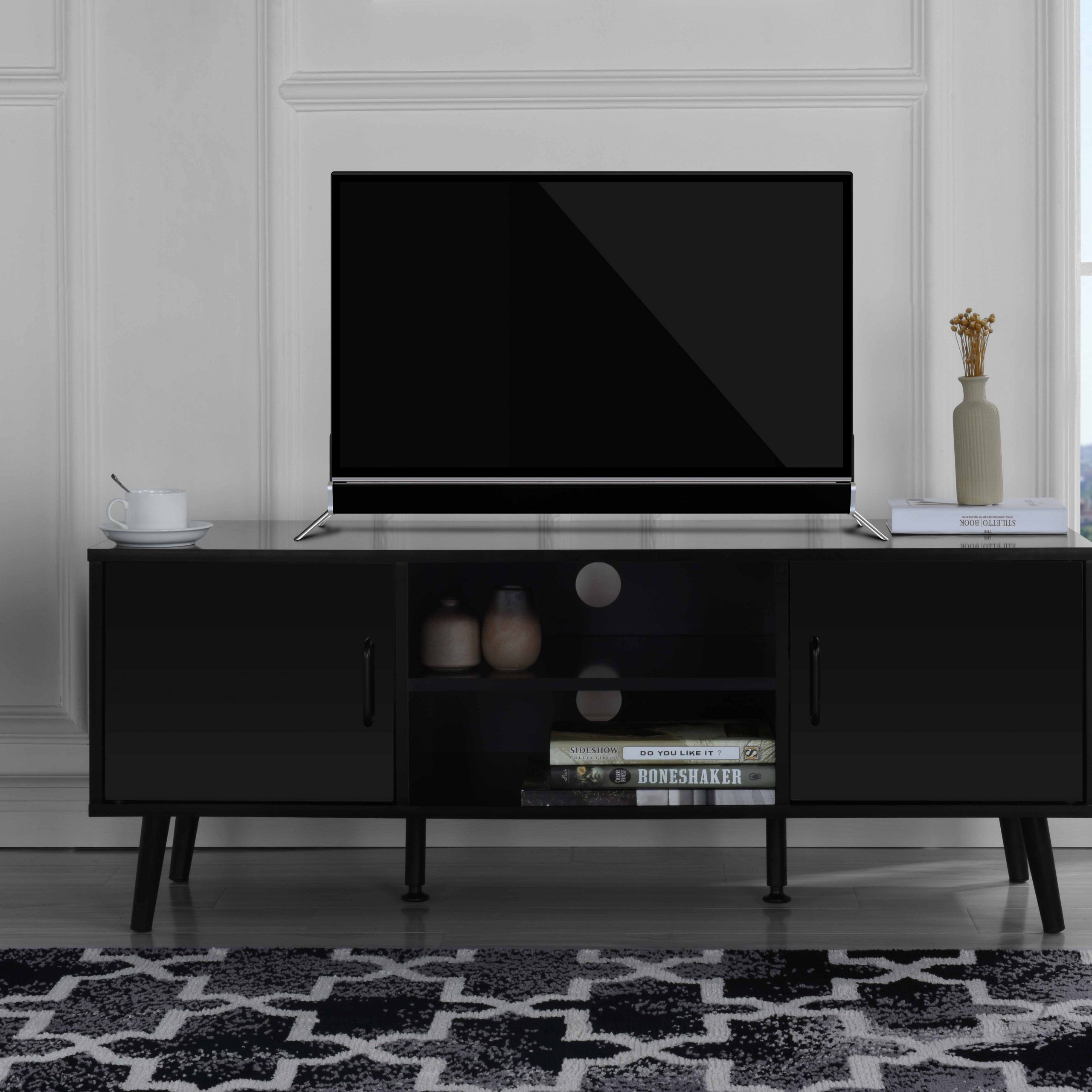 Mid Century Modern Tv Stand (black) 662187612447 | Ebay Within Modern Tv Stands (Photo 5 of 15)