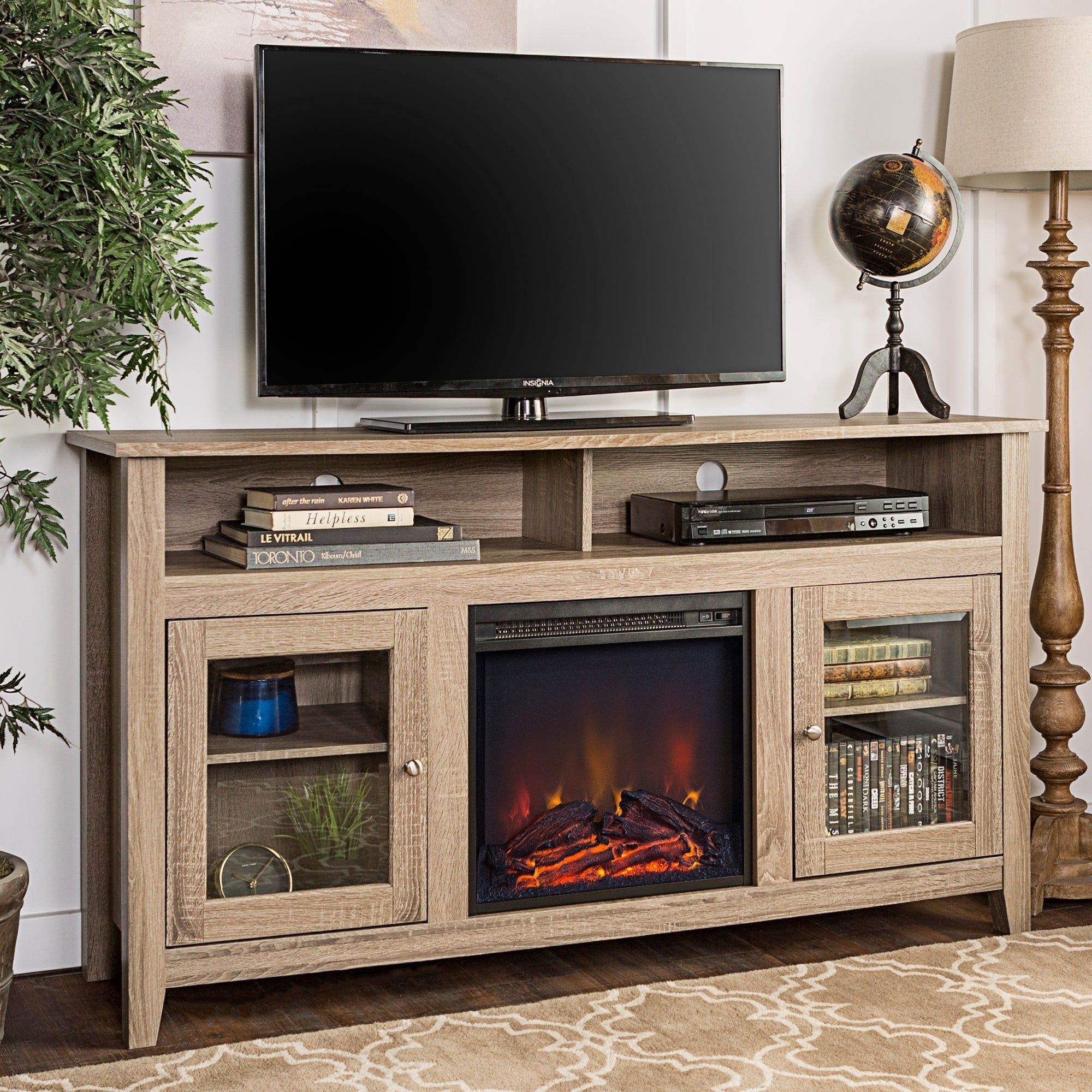 Middlebrook Designs 58 Inch Driftwood Highboy Fireplace Tv In Broward Tv Stands For Tvs Up To 70" (View 4 of 15)