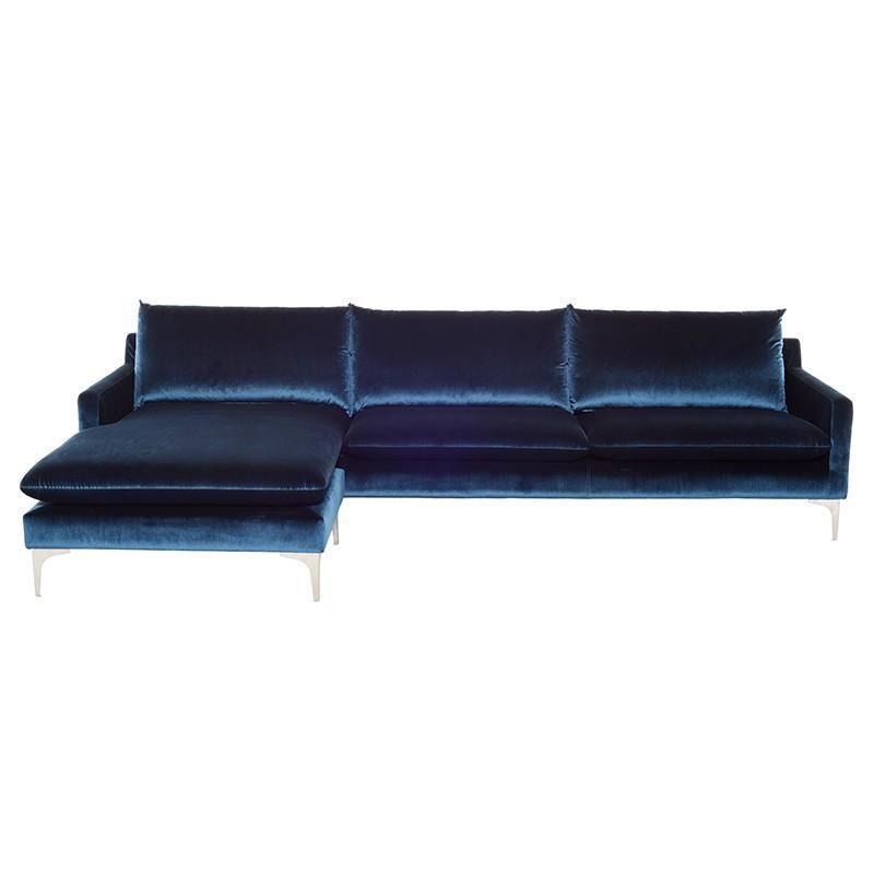 Midnight Blue Velvet Sofas, Loveseats, And Sectionals Pertaining To Dulce Mid Century Chaise Sofas Dark Blue (Photo 13 of 15)