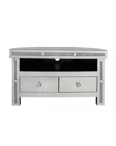 Milan Mirrored Diamond Corner Tv Cabinet Back In Stock End Intended For Milan Glass Tv Stands (View 7 of 15)