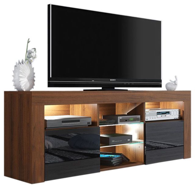 Milano 145 Modern 57" Tv Stand Matte Body High Gloss Intended For Milano 200 Wall Mounted Floating Led 79" Tv Stands (Photo 2 of 15)