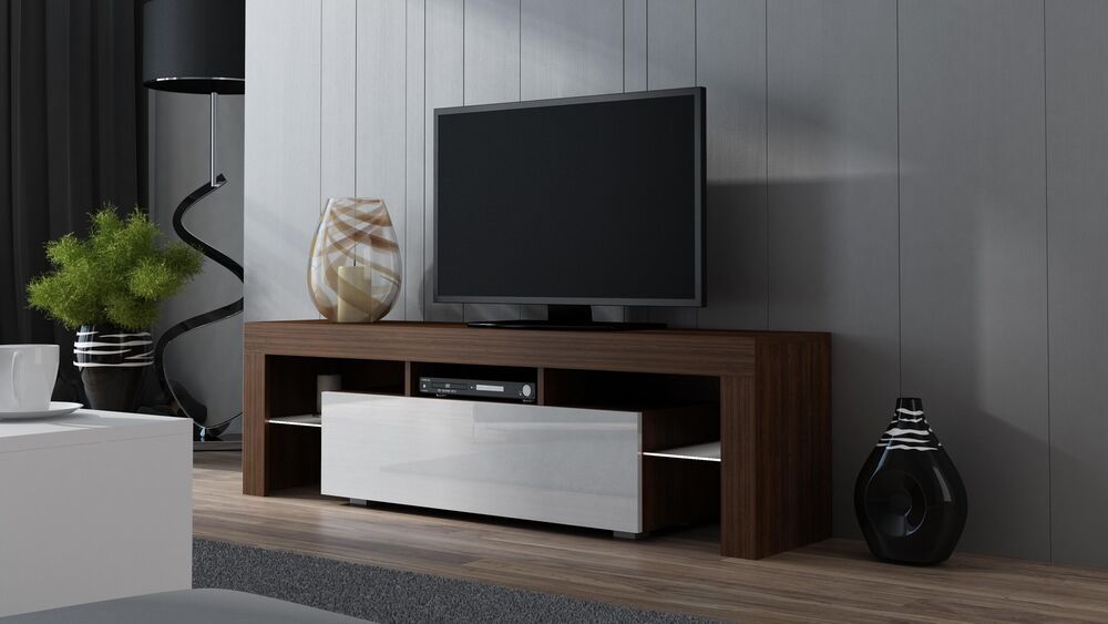 Milano 160 – Walnut Modern Tall Tv Stands For Flat Screens Regarding Contemporary Tv Stands For Flat Screens (View 11 of 15)