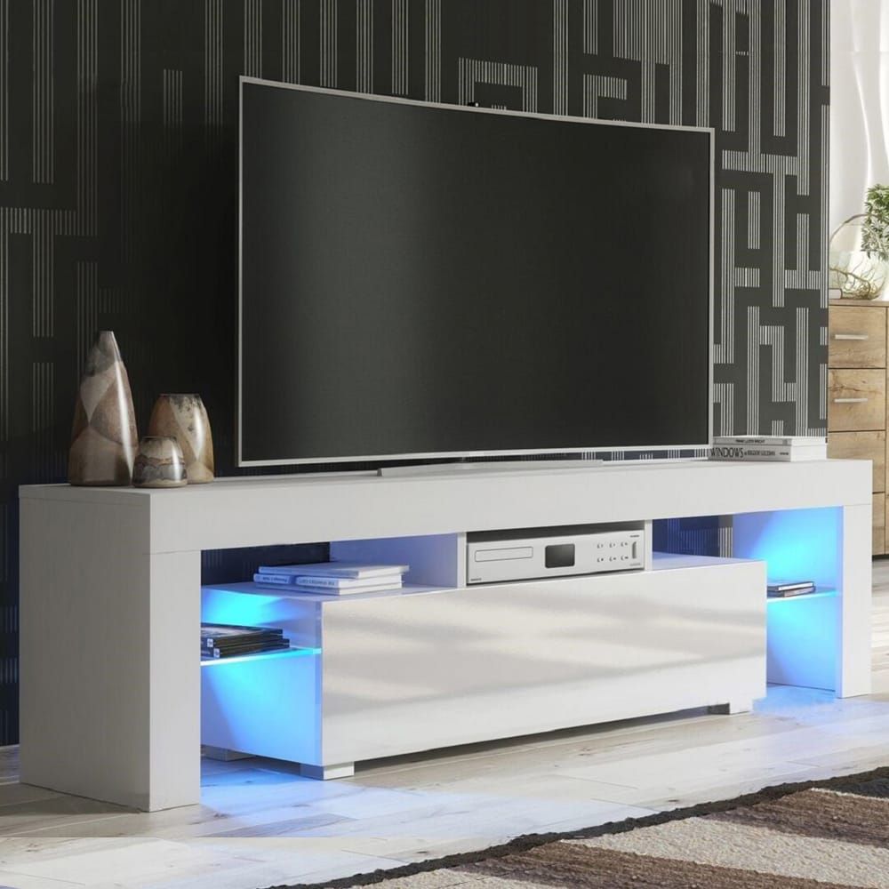 Milano 160 White Modern 63" Tv Standmeble Furniture Regarding Milano Tv Stands (View 2 of 15)