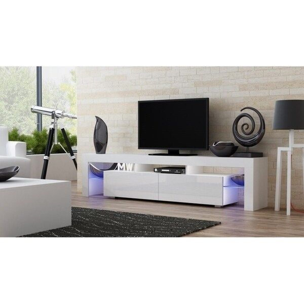 Milano 200 Modern 79 Inch Tv Stand With 16 Color Leds | Ebay Throughout Milano Tv Stands (View 11 of 15)