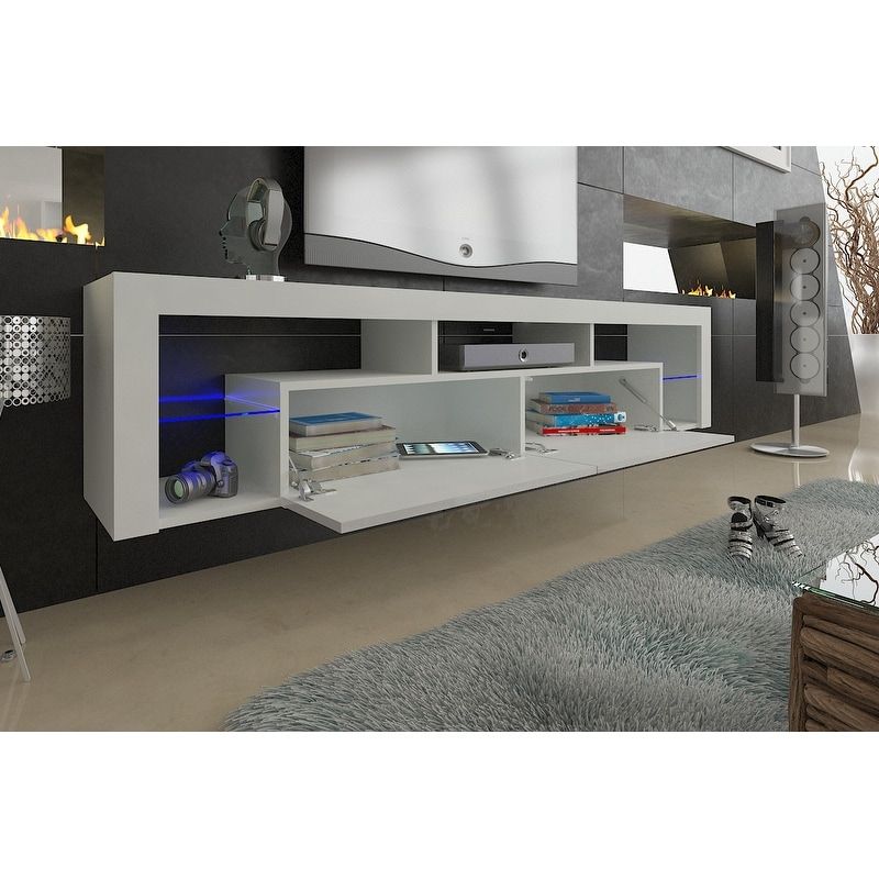 Milano 200 Wall Mounted Floating 79" Tv Stand With 16 Throughout 57'' Led Tv Stands Cabinet (View 3 of 15)