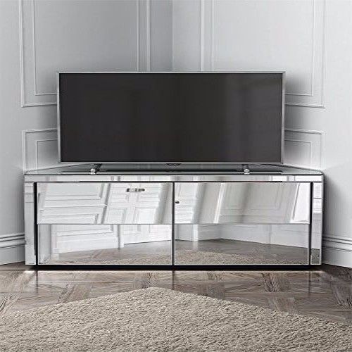 Mirrored Corner Tv Cabinet Entertainment Unit Contemporary In Mirrored Tv Cabinets Furniture (View 12 of 15)