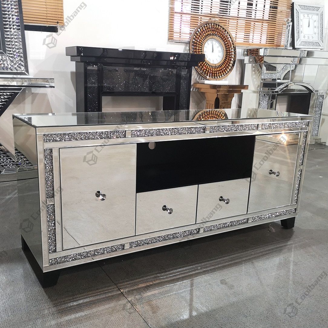 Mirrored Furniture Crushed Diamond Tv Unit Stand Table Throughout Mirrored Furniture Tv Unit (View 1 of 15)