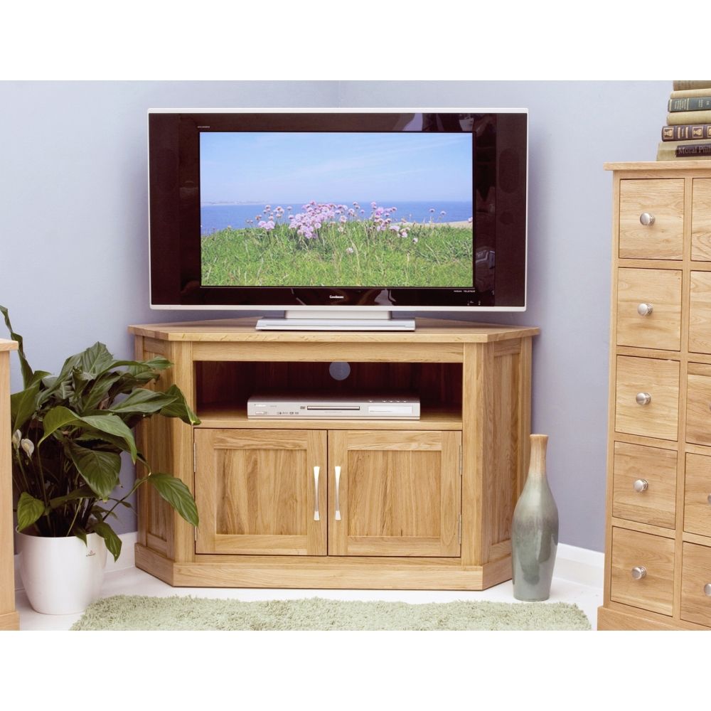 Mobel Corner Television Cabinet Stand Unit Solid Oak With Regard To Corner Unit Tv Stands (Photo 1 of 15)