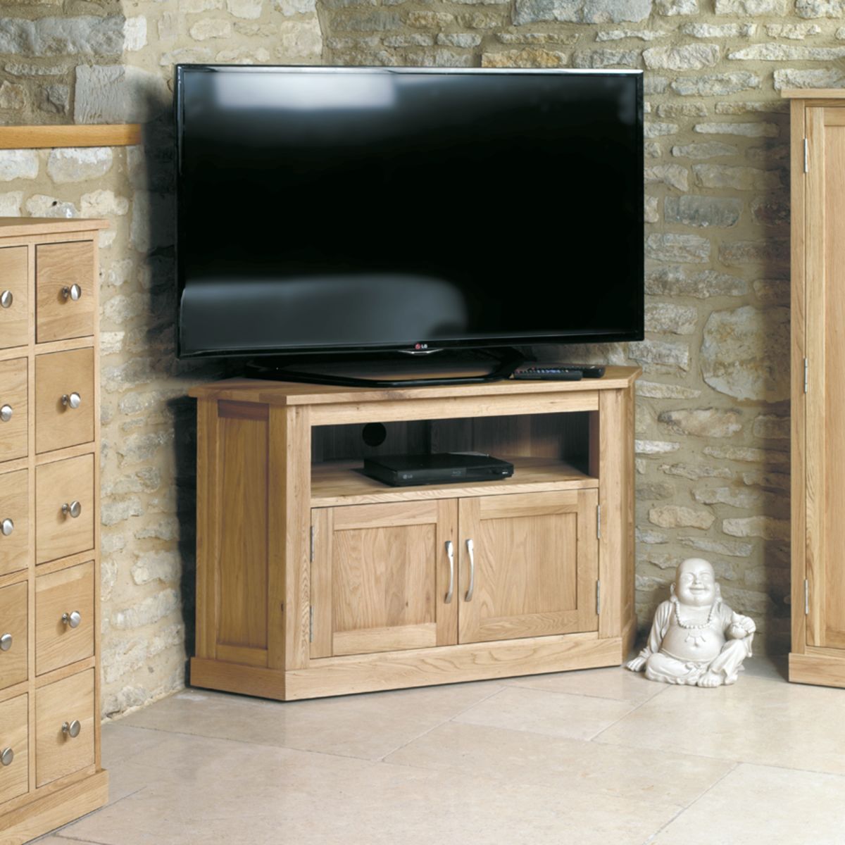 Mobel Oak Corner Television Cabinet – Wooden Furniture Store With Dark Oak Corner Tv Unit (Photo 5 of 15)