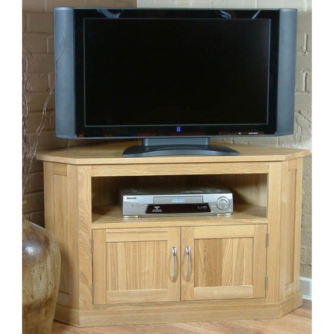 Mobel Oak Widescreen Corner Lcd Plasma Tv Stand Cabinet Pertaining To Sideboard Tv Stands (View 10 of 15)