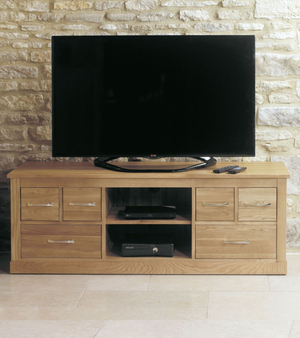 Mobel Oak Widescreen Television Cabinet Was £ (View 3 of 15)