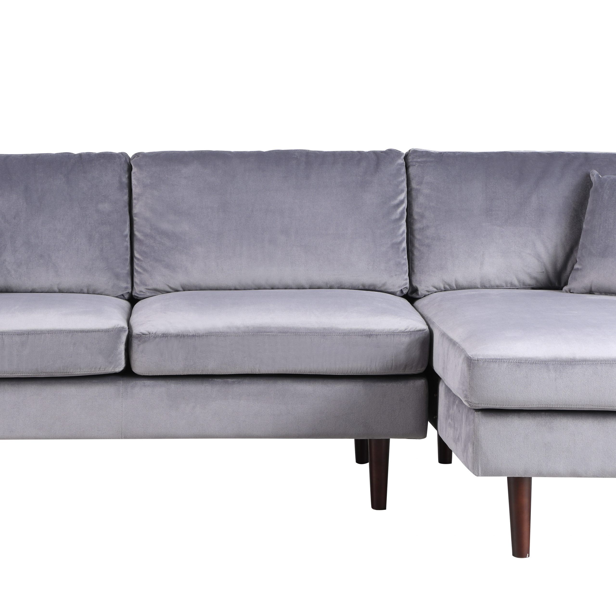 Mobilis Mid Century Modern Brush Microfiber L Shape Sofa In Dulce Mid Century Chaise Sofas Light Gray (View 15 of 15)