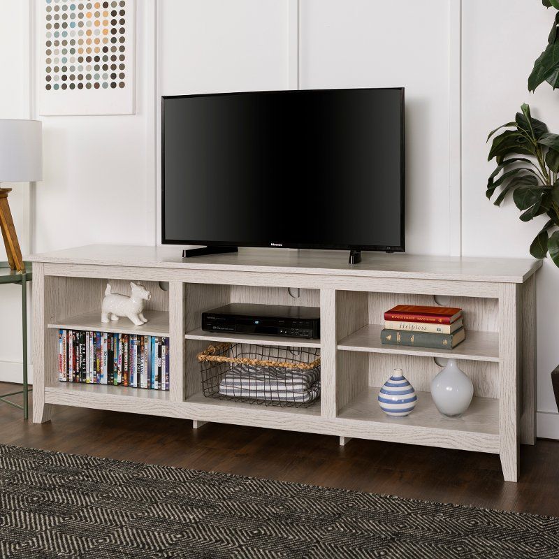 Modern 70 Inch White Wash Tv Stand | Rc Willey Furniture Store Intended For Modern Black Floor Glass Tv Stands For Tvs Up To 70 Inch (Photo 13 of 15)