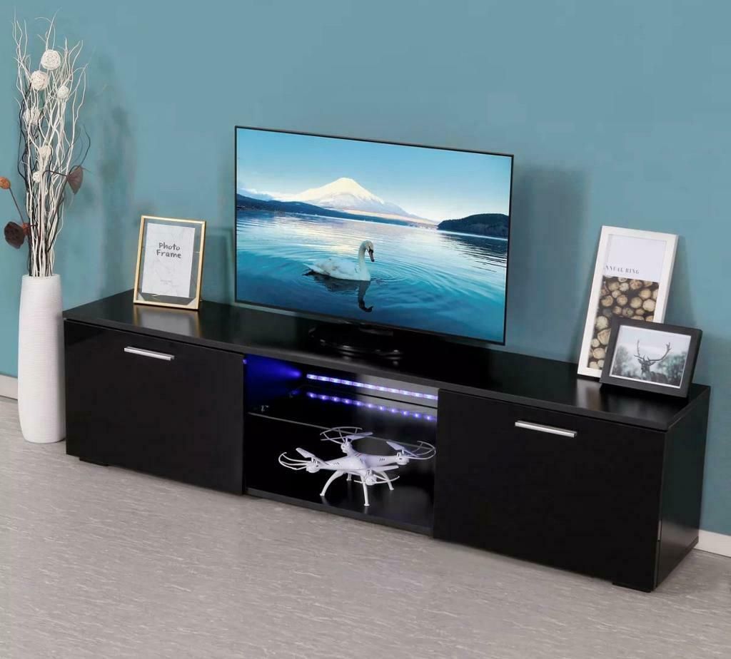 Modern Black Tv Stand Cabinet – Used | In Melton Mowbray With Modern Black Floor Glass Tv Stands With Mount (View 6 of 15)