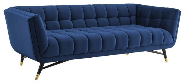 Modern Contemporary Urban Living Sofa, Velvet Fabric With Regard To Camila Poly Blend Sectional Sofas Off White (View 14 of 15)