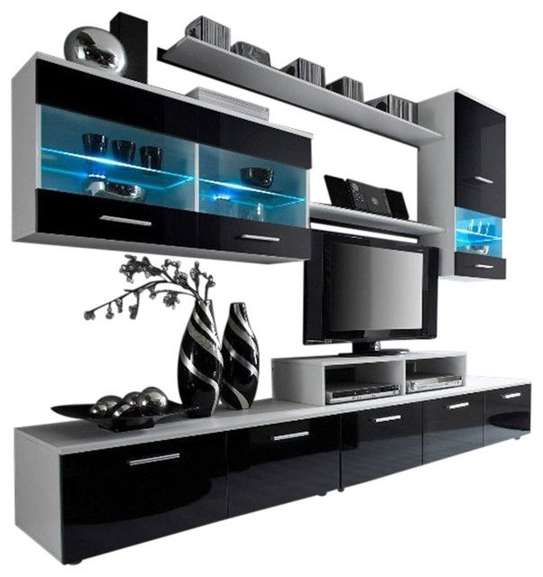 Modern Entertainment Center Wall Unit With Led 50" Tv Pertaining To Modern Tv Entertainment Centers (View 11 of 15)