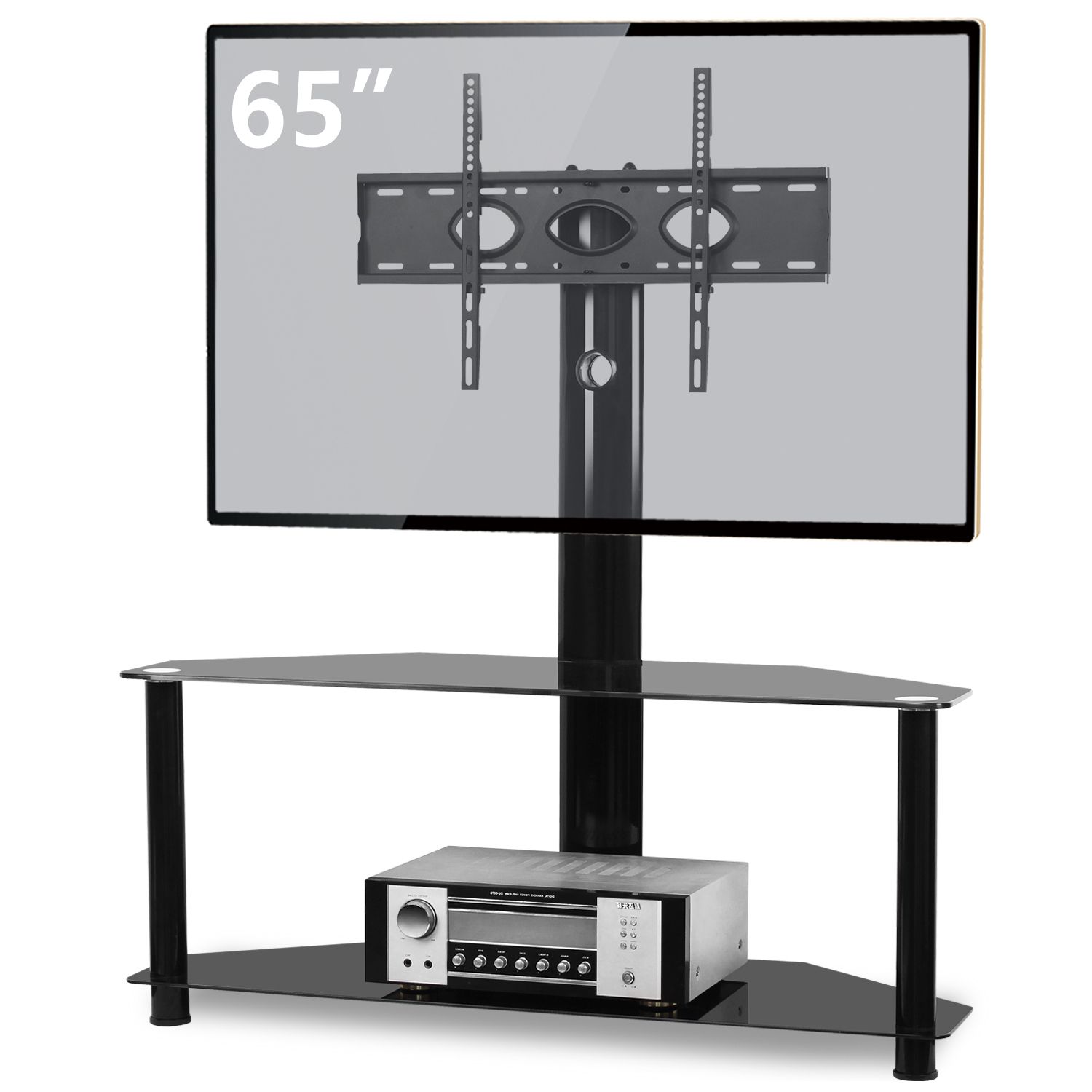 Modern Floor Tv Stand For Tvs Up To 70", Media Storage Pertaining To Glass Corner Tv Stands For Flat Screen Tvs (Photo 11 of 15)