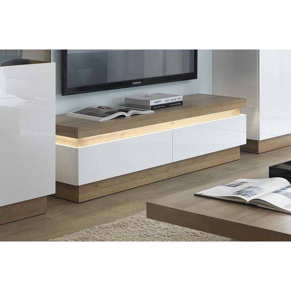Modern Home – Lyon 2 Drawer Tv Cabinet White High Gloss Throughout Modern White Gloss Tv Stands (Photo 8 of 15)