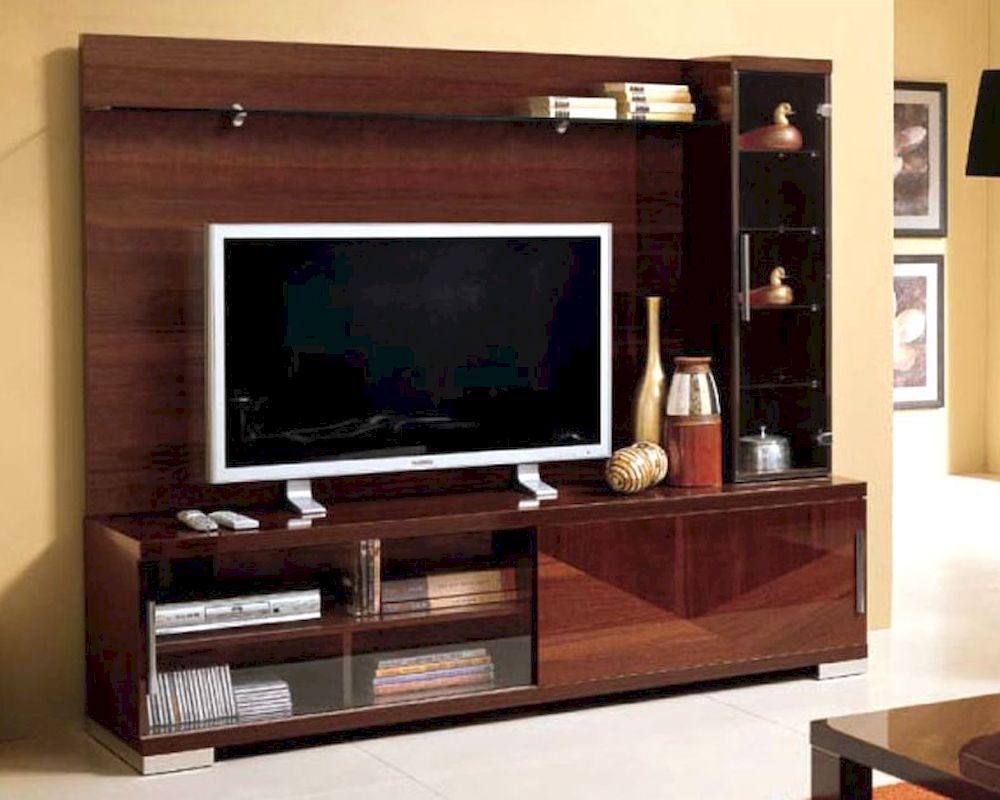 Modern Italian Entertainment Center In Walnut Finish 33e11 Intended For 57&#039;&#039; Tv Stands With Led Lights Modern Entertainment Center (View 12 of 15)