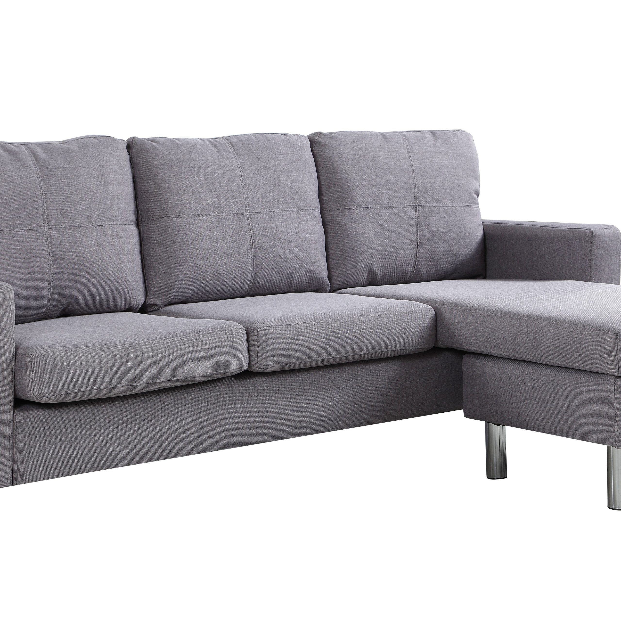 Modern Living Reversible Fabric Sectional Sofa, Light Grey In 2pc Crowningshield Contemporary Chaise Sofas Light Gray (View 4 of 15)