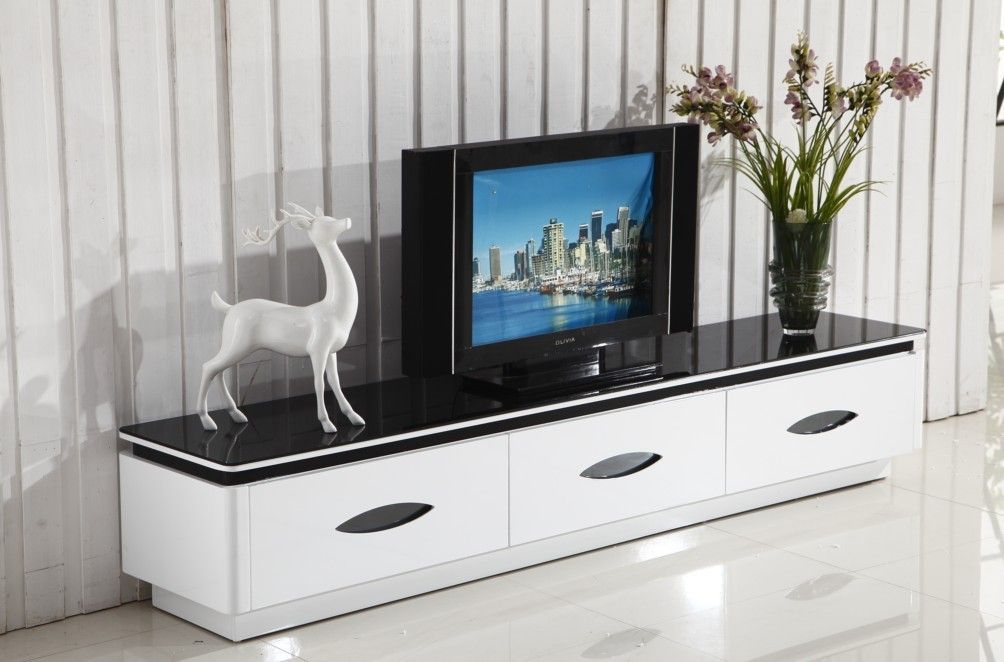 Modern Long Wooden Tv Cabinet Design With Glass Top – Buy Regarding Long White Tv Cabinets (View 1 of 15)
