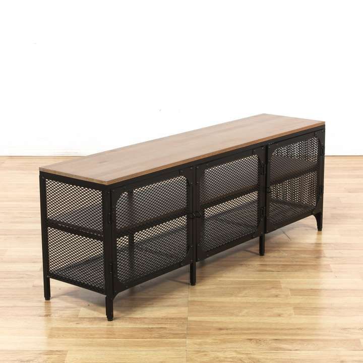 Modern Metal & Wood Industrial Tv Stand Shelving Unit In Metal And Wood Tv Stands (View 14 of 15)
