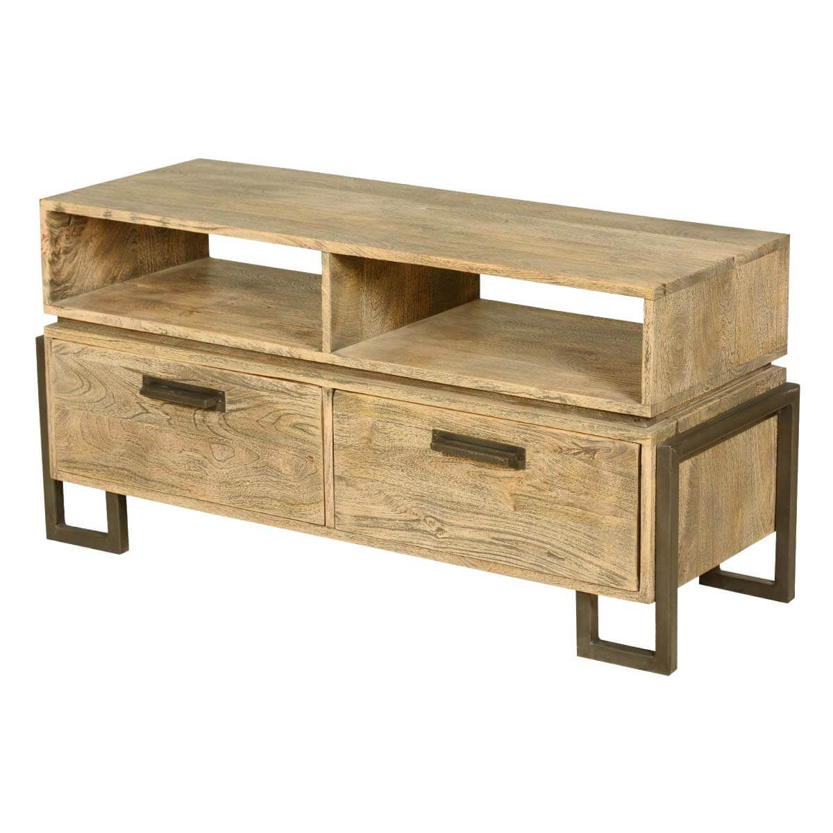 Modern Rustic Industrial Fusion Solid Wood Media Console Regarding Modern Wooden Tv Stands (View 15 of 15)