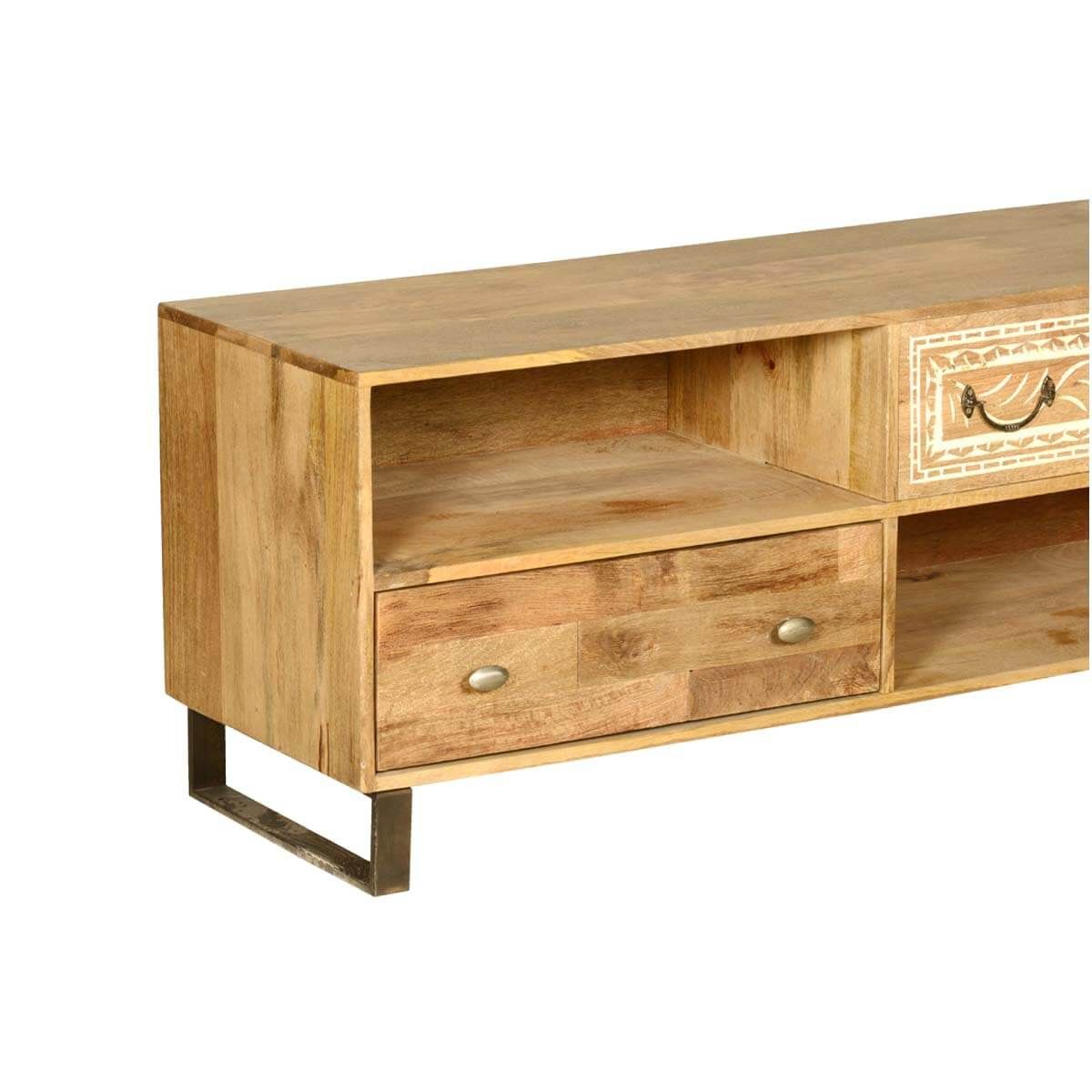 Modern Rustic Solid Wood Entertainment Center Tv Stand W 2 With Modern Wood Tv Stands (View 15 of 15)