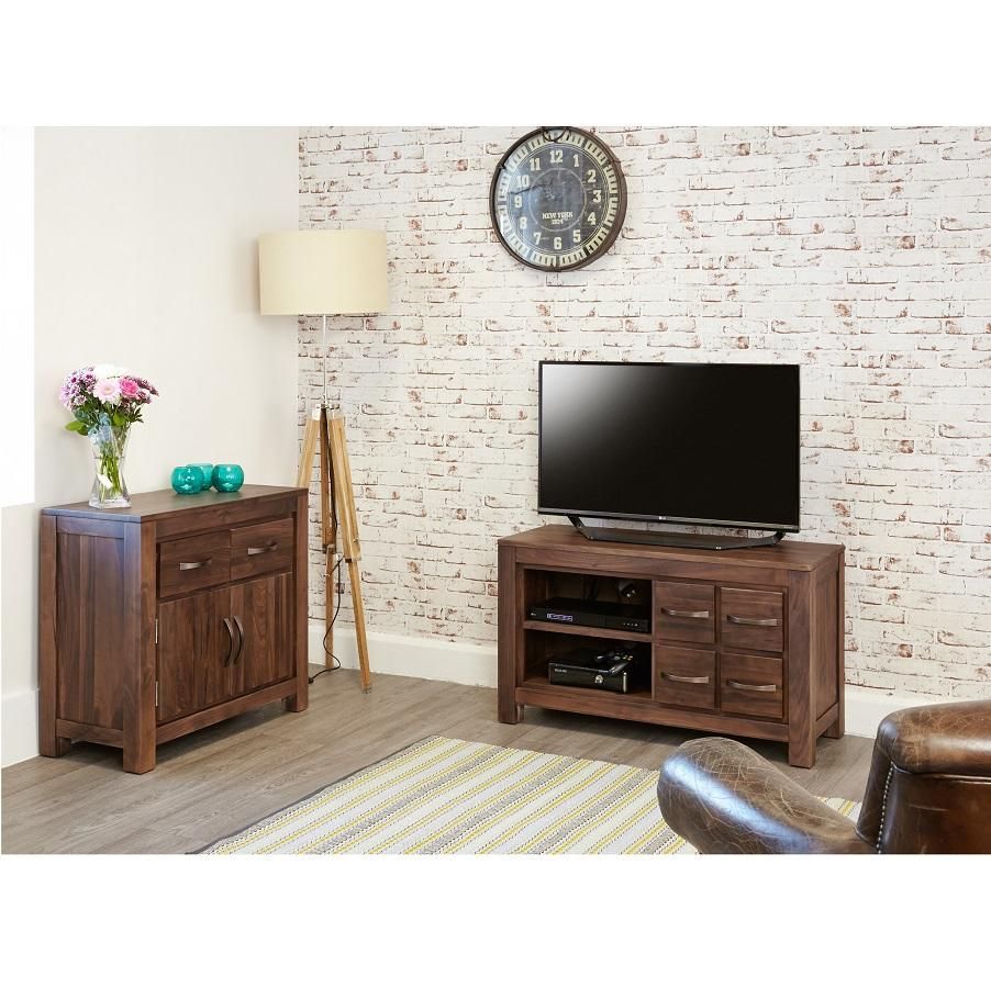 Modern Walnut 4 Drawer Television Cabinet For Modern Walnut Tv Stands (View 3 of 15)